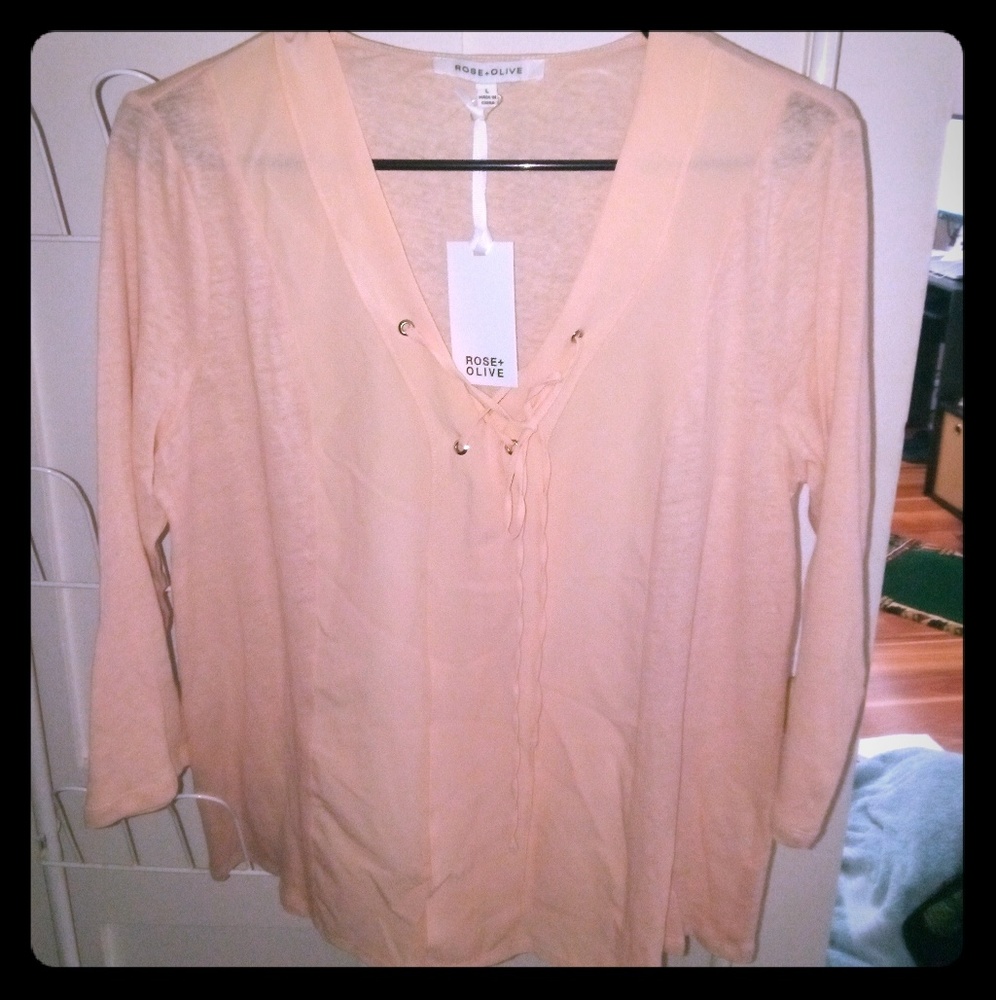Rose +olive peach blouse